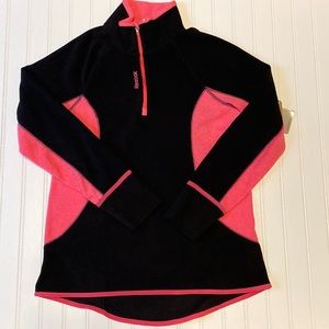 REEBOK Black Pink Polar Fleece Quarter Zip Front Size Medium